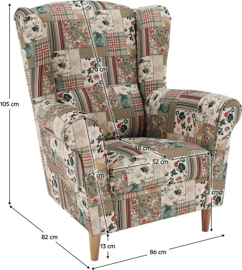 Fotoliu, material textil în stilul patchwork viorica 1, CHARLOT