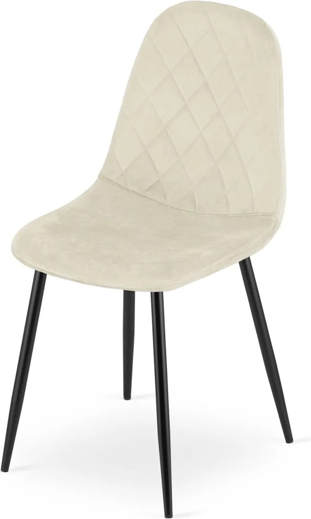 Scaun de catifea bej ASTI cu picioare negre