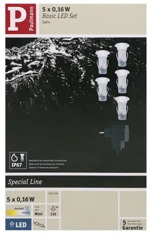 SET 5x corp de iluminat încastrat de exterior LED/0,16W IP67 MICRO 230V Paulmann 98891