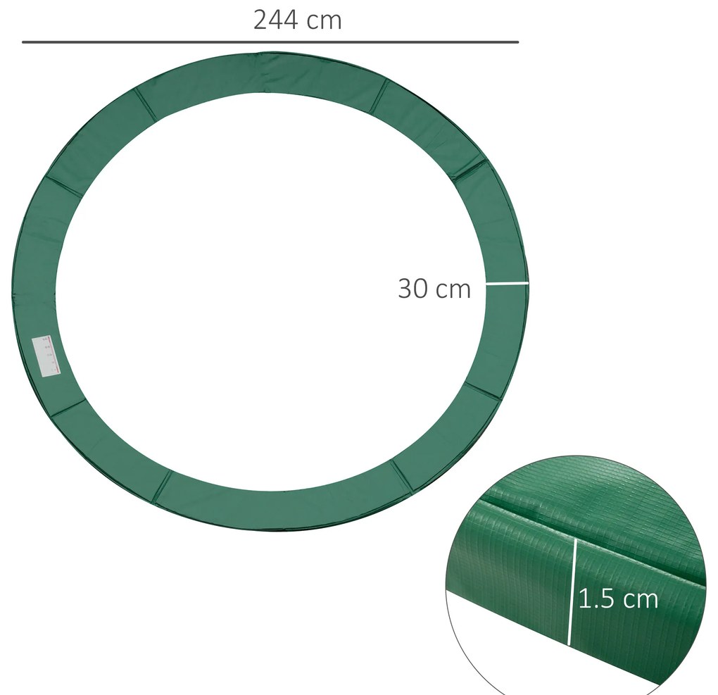 HOMCOM Pernă de protecție pentru trampolină de grădină, Ø 244cm Verde | Aosom Romania