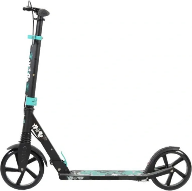 Trotineta din aluminiu NOVOKIDS™ Spooky Scooter, Frana de mana, Maxim 100 kg, Functie Super Brake, Maner reglabil pe inaltime, Diametru roata 200 mm,