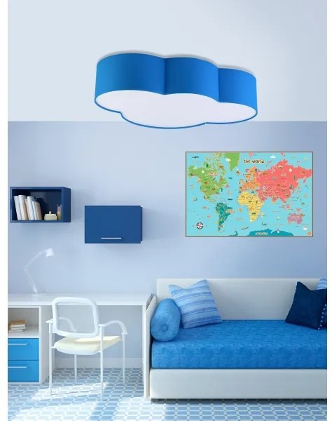 Plafonieră pentru copii CLOUD 4xE27/15W/230V albastru