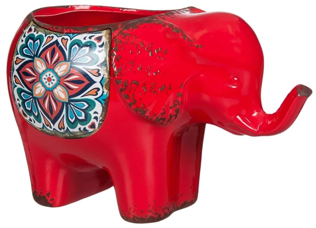 Ghiveci din ceramica,Elefant rosu, 26x15x16 cm