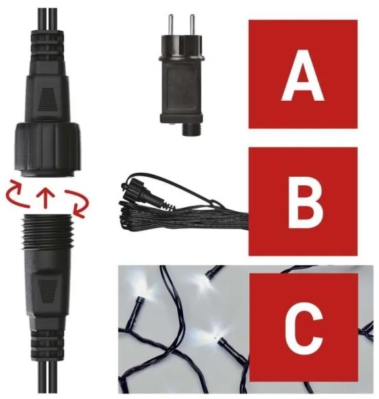 Ghirlandă LED pentru exterior, 100 LED/15 m, IP44, alb rece