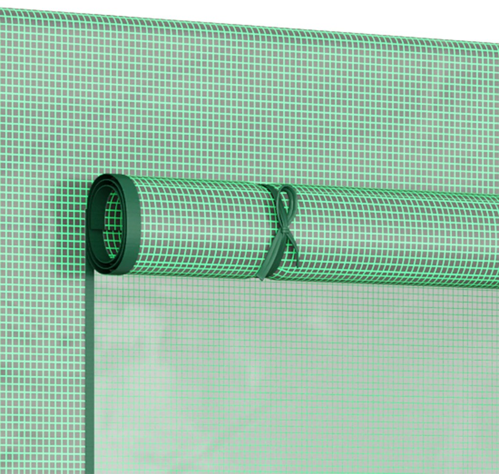 Outsunny Seră cu folie, seră cu rolltür, fereastră laterală, pentru grădină, din oțel, plastic, 200 x 76 x 168 cm, Verde | Aosom Romania