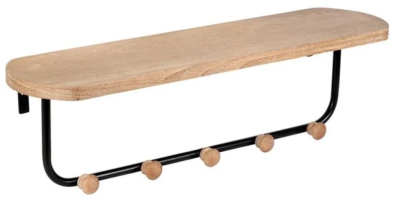 Cuier de perete din MDF si metal, natur, Atelier