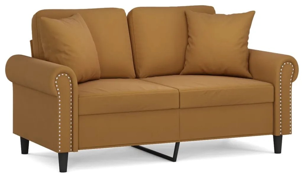 3153202 vidaXL Canapea cu 2 locuri cu perne&pernuțe, maro, 120 cm, catifea