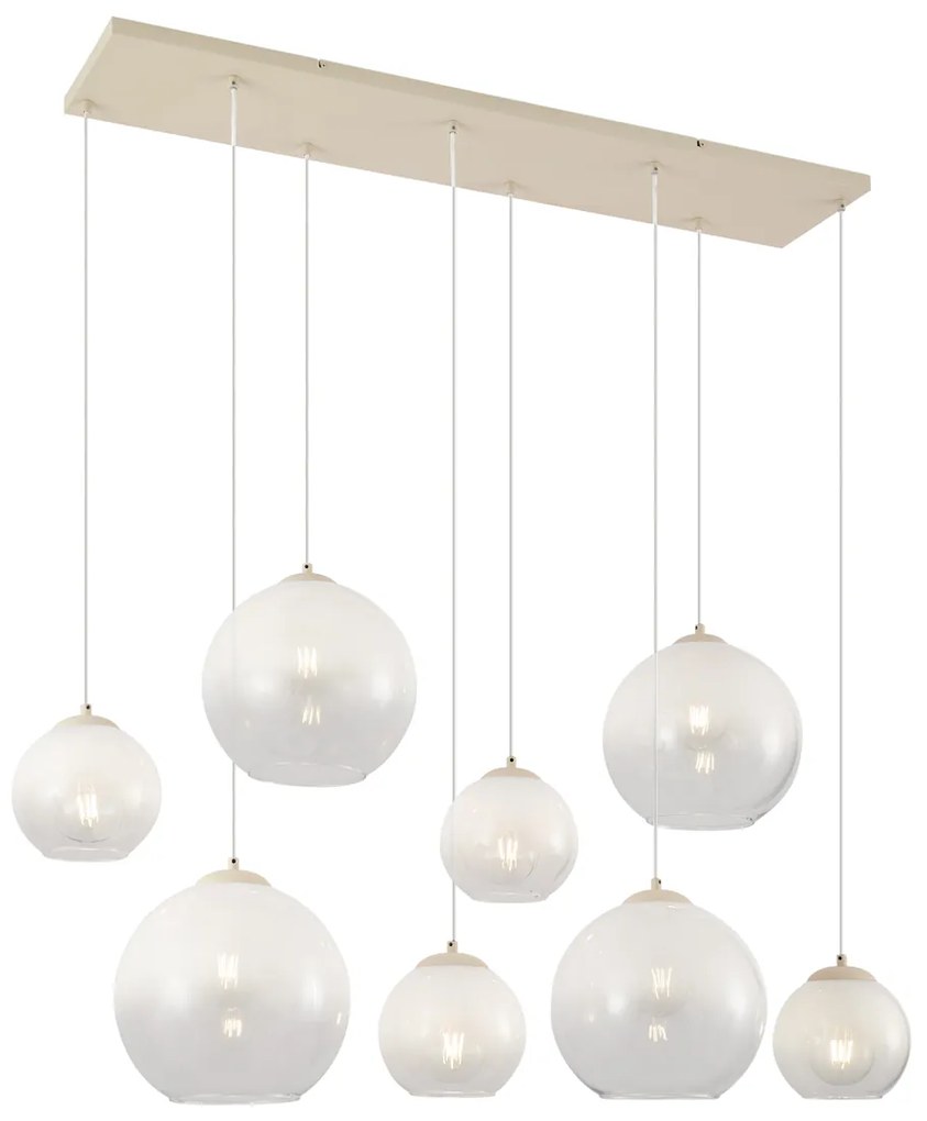 Lampă suspendată Art Deco bej cu sticlă albă cu 8 lumini - Sandra