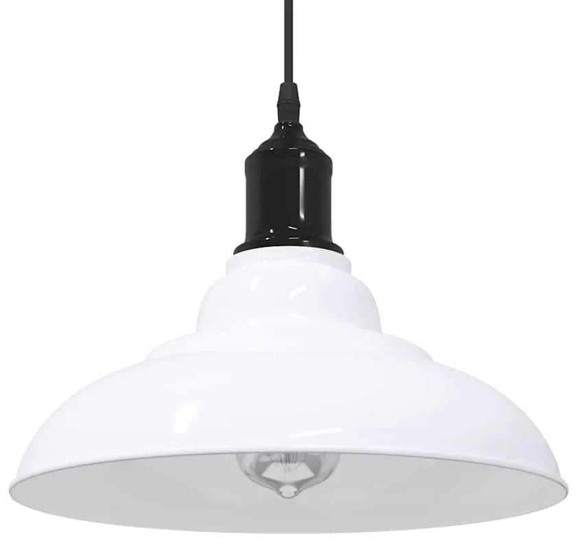 vidaXL Lampă suspendată reglabilă pe înălțime E27 alb lucios metal