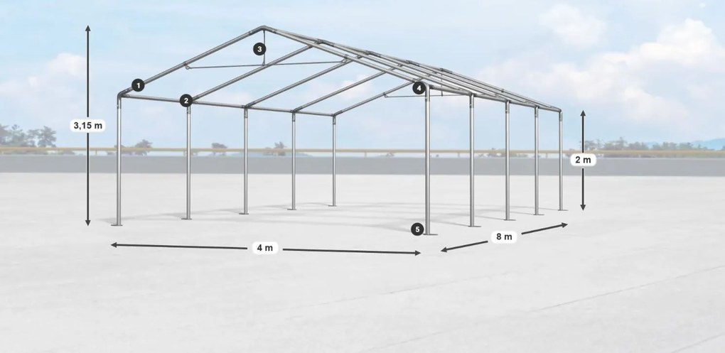 Hală de depozitare/garaj 4x8x2m Comfort PE 240g