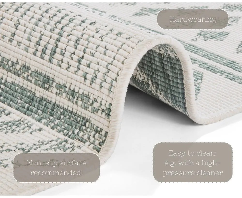 Covor adecvat pentru exterior NORTHRUGS Biri, 80 x 350 cm, verde-crem