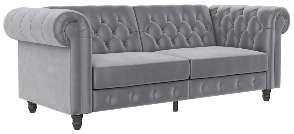 Canapea gri deschis cu tapițerie din catifea 236 cm Felix – Støraa