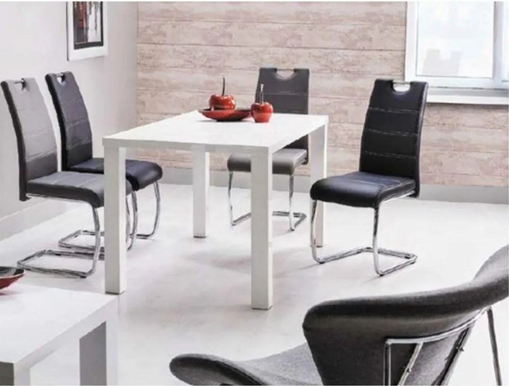 Masă dining extensibilă, alb extra lucios HG, 140-180x80 cm, ASPER NEW TYP 1