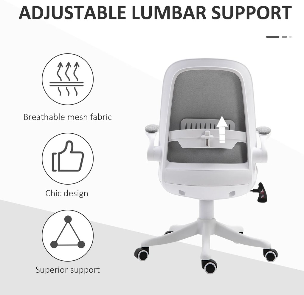 Vinsetto Fotoliu de birou Silla de Escritorio Basculante Altura Ajustable Reposabrazos Elevable 62,5x60x94-104 cm Gris | Aosom Romania