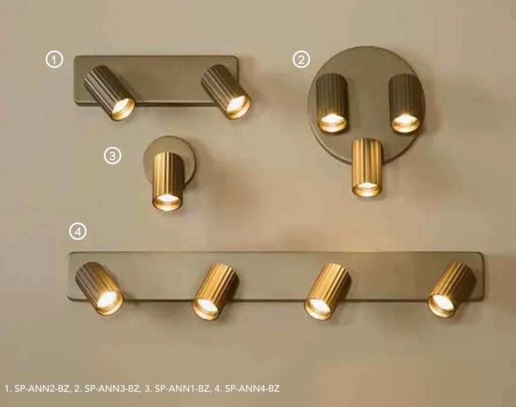 Aplica cu spot din aluminiu canelat Anna Reader bronz