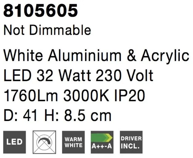 Plafoniera LED design modern Albi, alb NVL-8105605