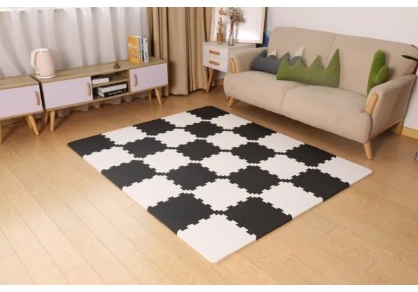 Puzzle din spumă LUNO 30 buc. negru/alb KINDERKRAFT