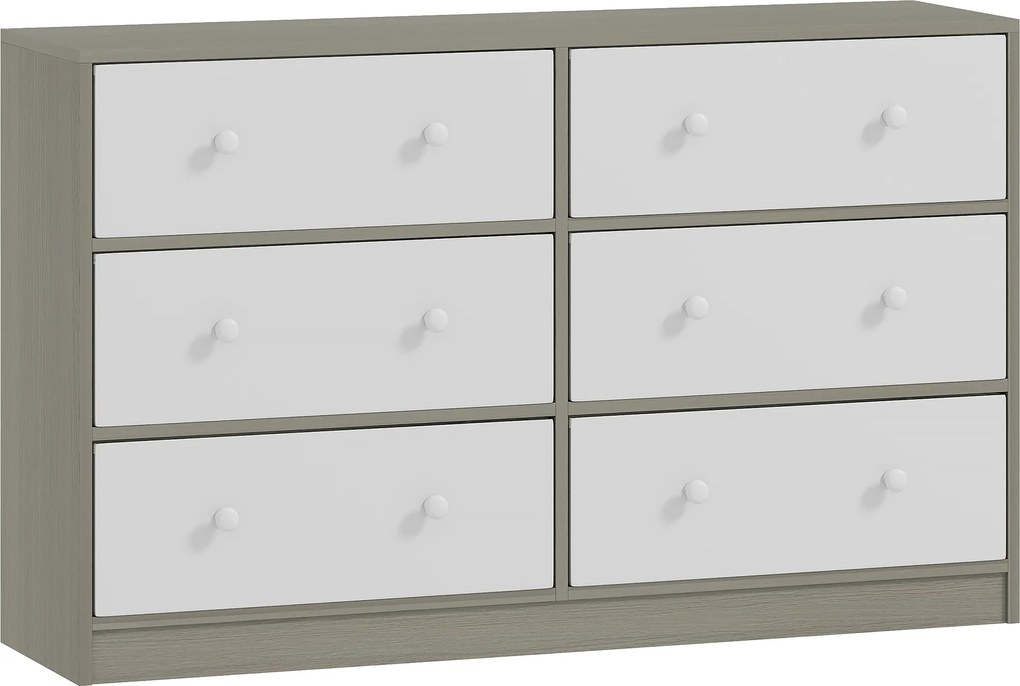 HOMCOM Comodă cu 6 sertare pentru dormitor, alb și gri | Aosom Romania