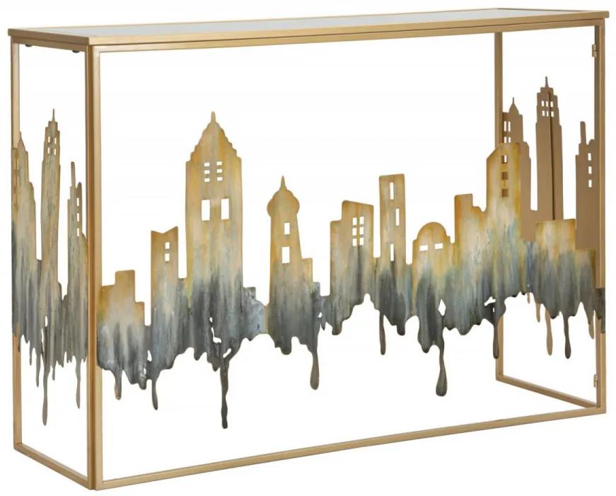 Consola multicolora din metal si sticla, 110 x 38,5 x 81 cm, City Mauro Ferreti