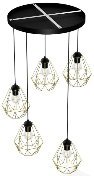 Lustră pe cablu BERGEN 5xE27/60W/230V neagră/aurie