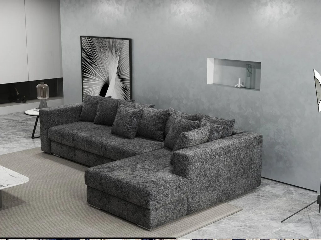 Colțar extensibil dumonde cu ladă de depozitare si sezut confortabil din spuma high-density, Gloria Euphoria Black II 320x183 cm