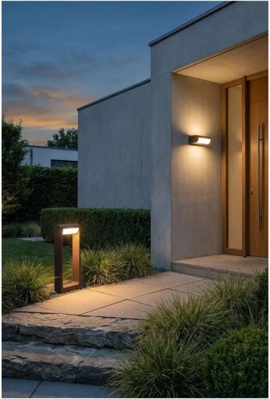 Stalp exterior LED modern IP65 FRAME 30 3000K gri inchis