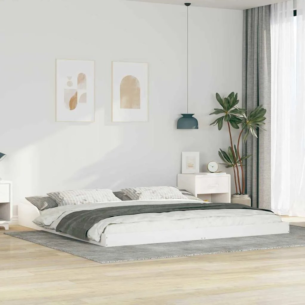 vidaXL Cadru de pat Alb 180 x 210 cm Lemn masiv de pin