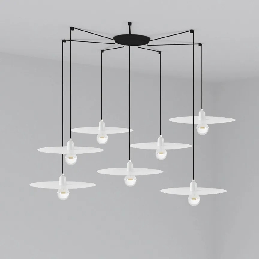 Lustra cu 7 Pendule design modern PLAT alb