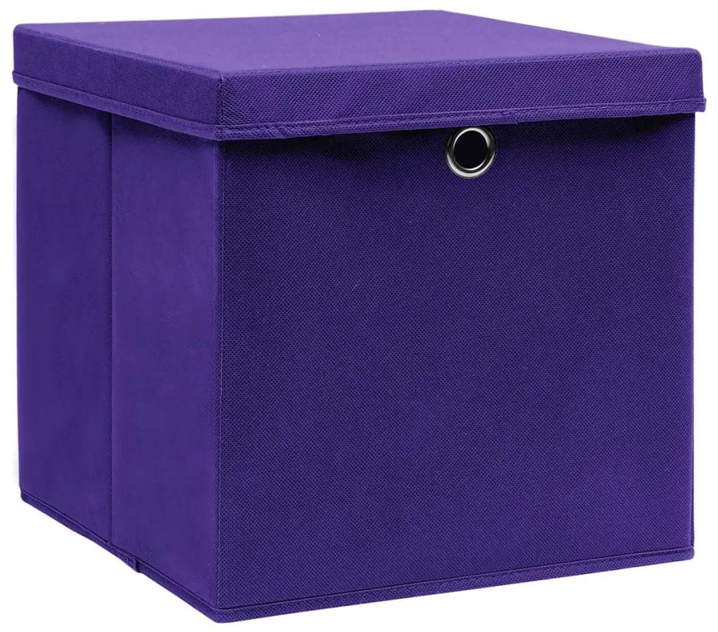 Cutii depozitare cu capace, 10 buc., violet, 28x28x28 cm 10, Violet cu capace, 1, 1