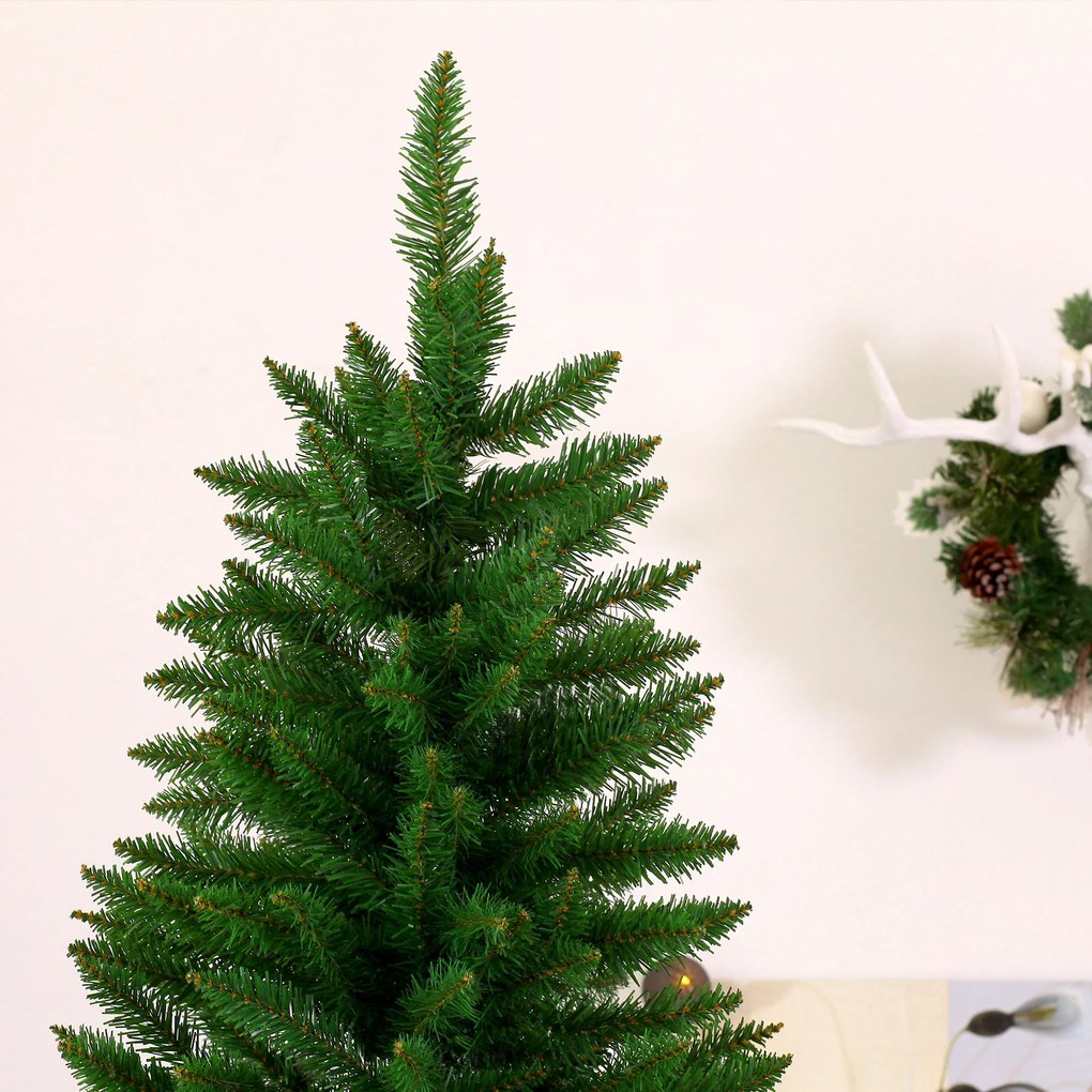 Homcom Albero di Natale Artificiale 210cm Base in Metallo Verde Φ91cm