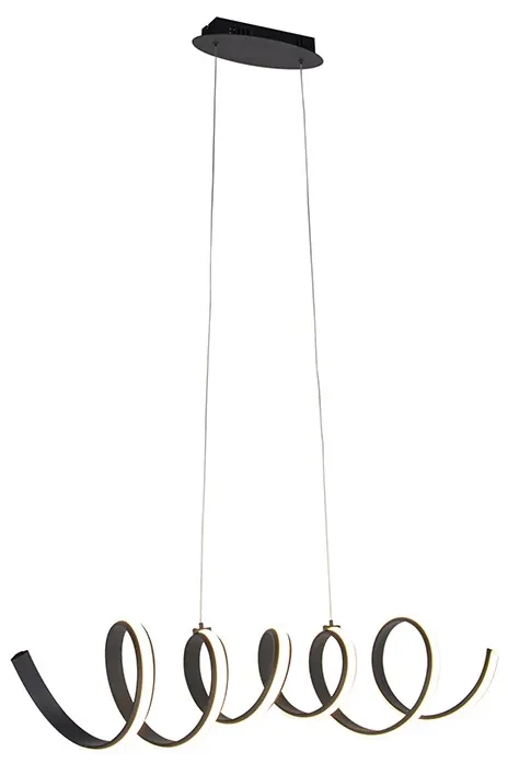 Lampă pendantă de design neagră reglabilă cu LED mare - Twisted