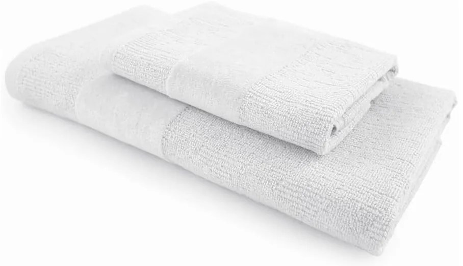 Set de prosoape CARRARA 1buc 60x100 cm si 1buc 40x55 cm 100% bumbac, alb