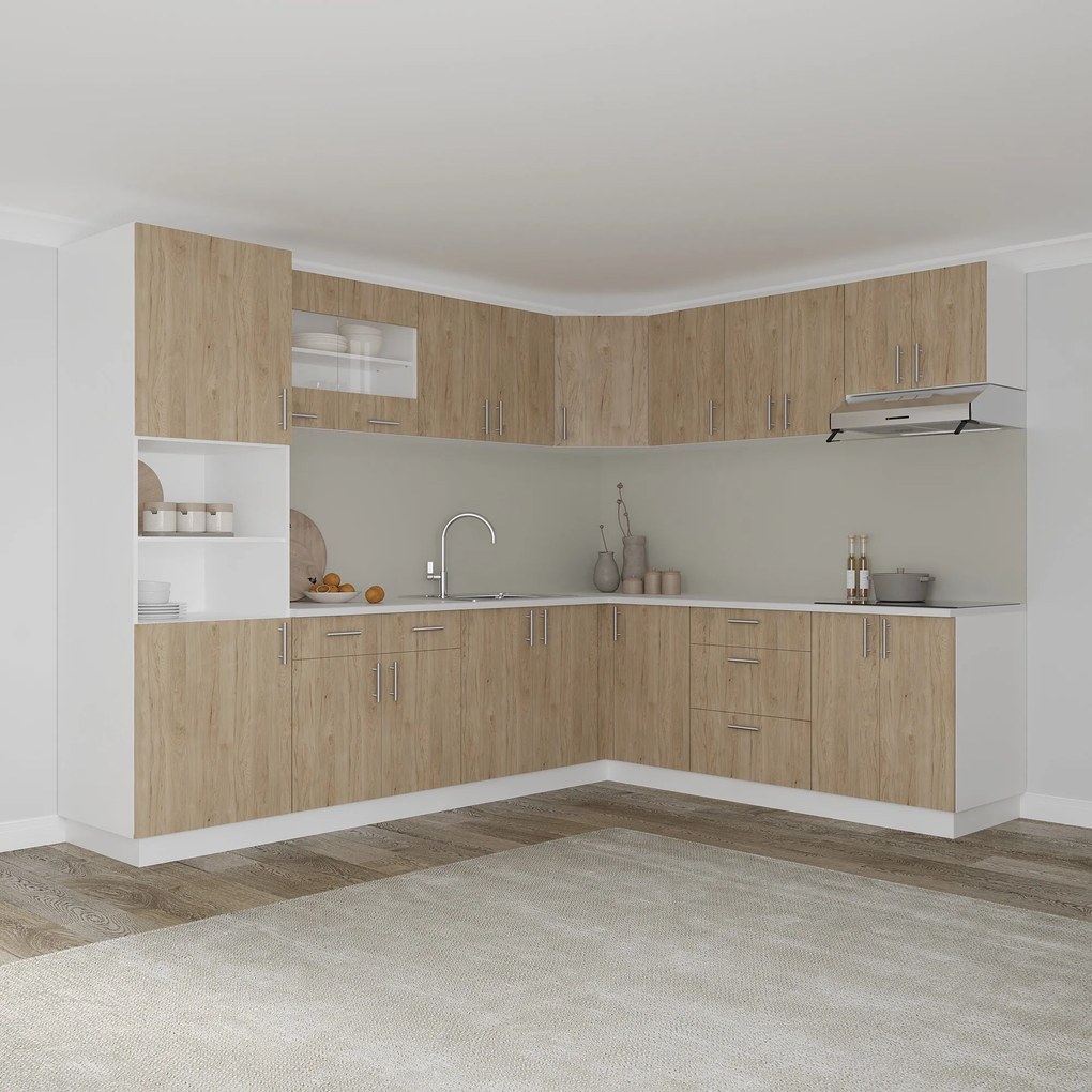 Set haaus V36, Lemn Natural/Alb, Blat Thermo 28 mm, L 280 x 220 cm