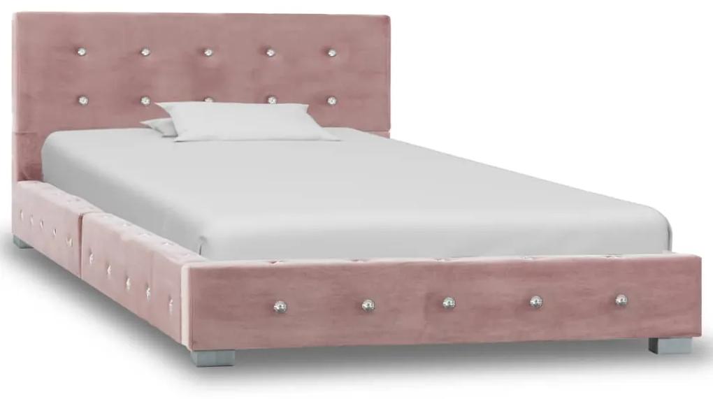 280397 vidaXL Cadru de pat, roz, 90 x 200 cm, catifea