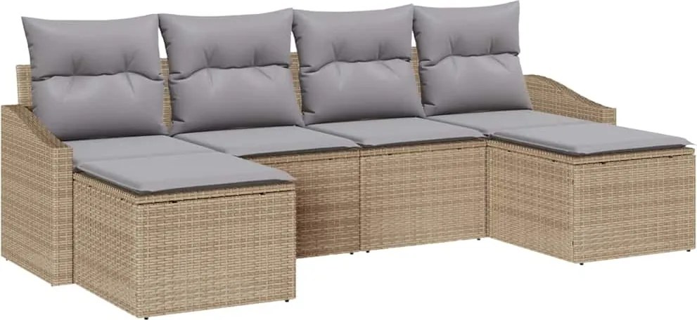 vidaXL Set de canapea cu pernă 6 pcs Bej poliratan