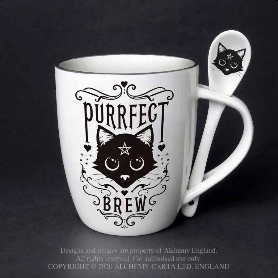 Cana cu lingura Purrfect Brew 13.5 cm