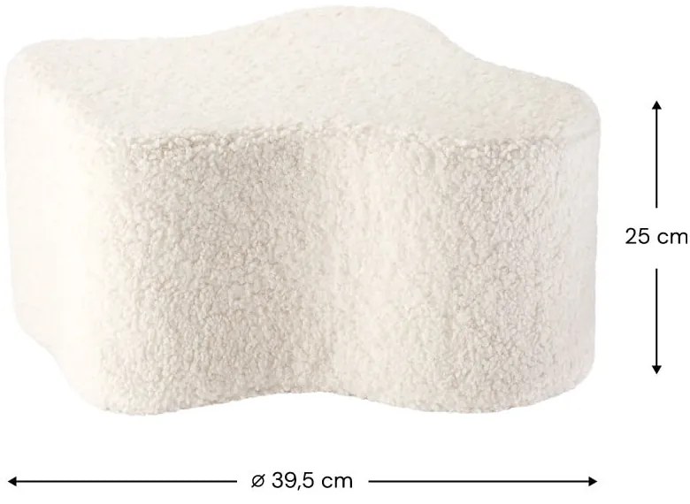 Puf de copii crem cu tapițerie din țesătură bouclé Cloud – Wigiwama