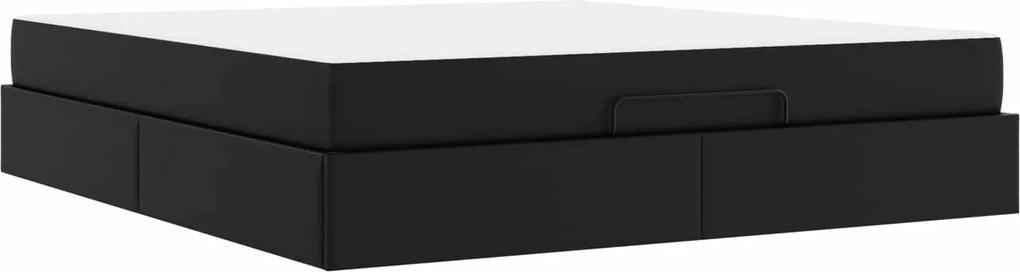 vidaXL Cadru de pat cu saltea cu saltea 2 pcs Negru PVC
