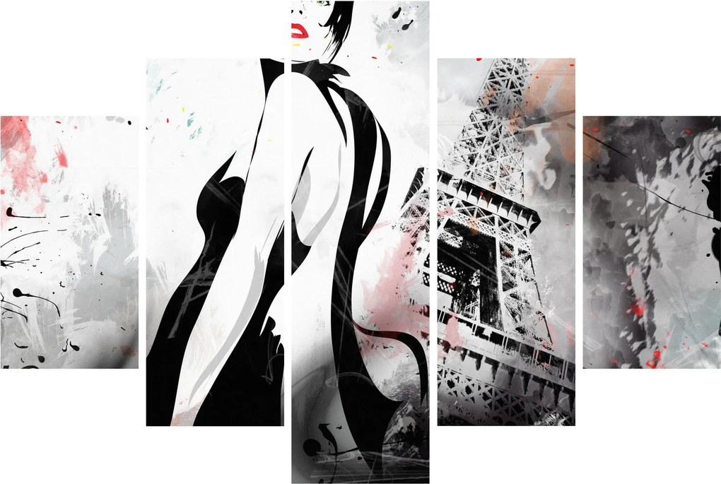 Tablou - Doamna și Turnul Eiffel (150x105 cm)