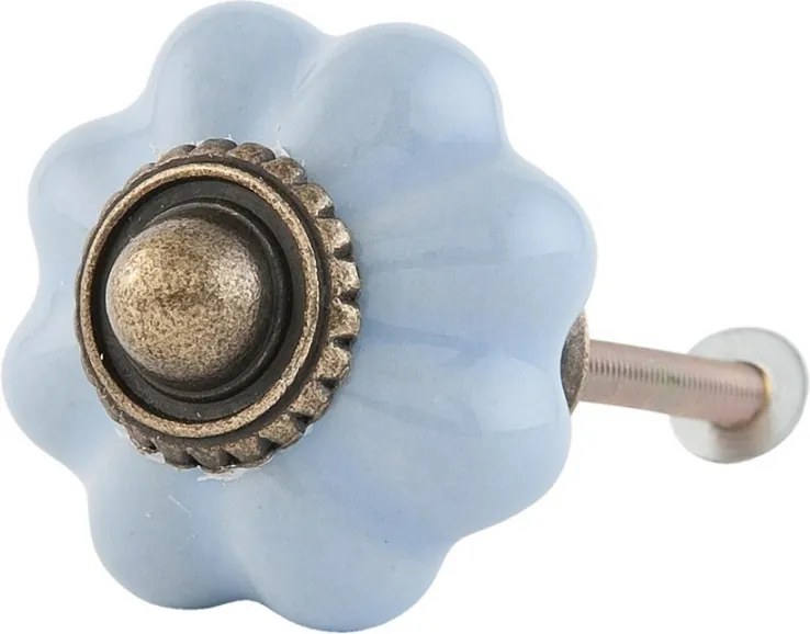 Buton rotund din ceramică bleu Ø3 cm, „Léonie”