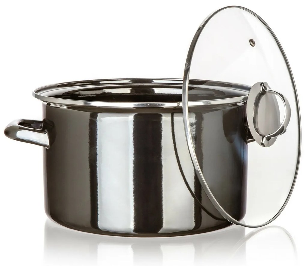 Banquet Oală emailată METALLIC Black 26 cm, 6 l,cu capac, 26 cm