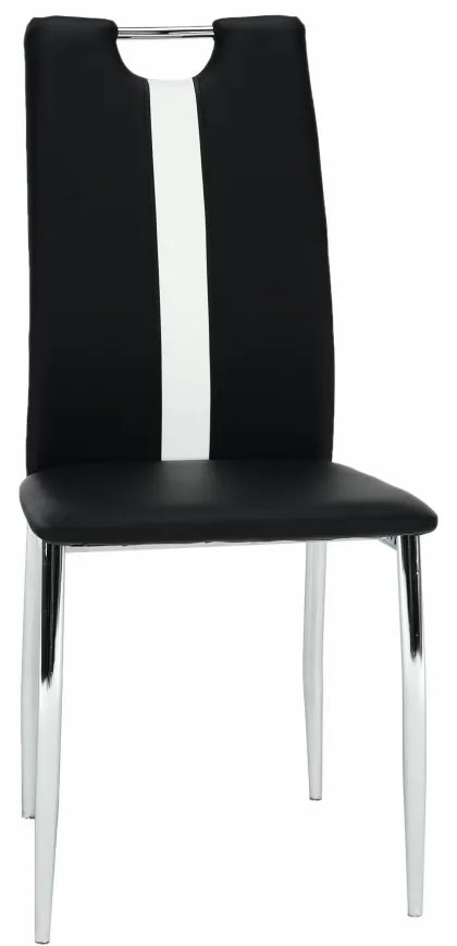Scaun, negru / alb, piele ecologică / crom, SIGNA