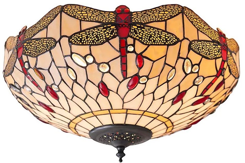 Plafonieră Tiffany DRAGONFLY Endon 70723, 2xE27/60W/230V, Ø 41 cm