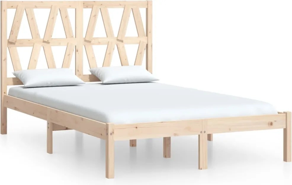 vidaXL Cadru de pat dublu, 135x190 cm, lemn masiv de pin