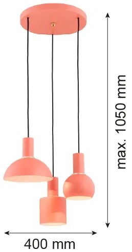 Lustră pe cablu SINES 3xE27/15W/230V portocaliu Argon 1469