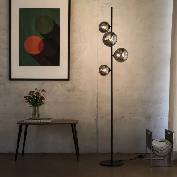 Ideal Lux - Lampă de podea LED PERLAGE 4xG9/3W/230V negru/fumuriu