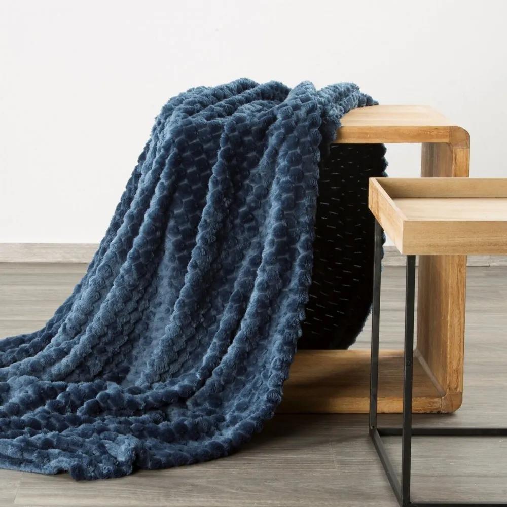 Pătură groasă în albastru cu un model modern Lăţime: 200 cm | Lungime: 220 cm