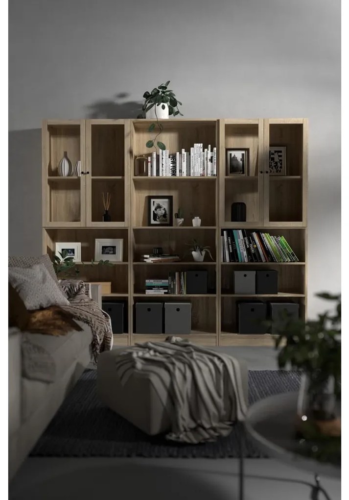 Dulap Bask 79 x 28,3 x 203,2 cm, uși combinate, stejar sonoma