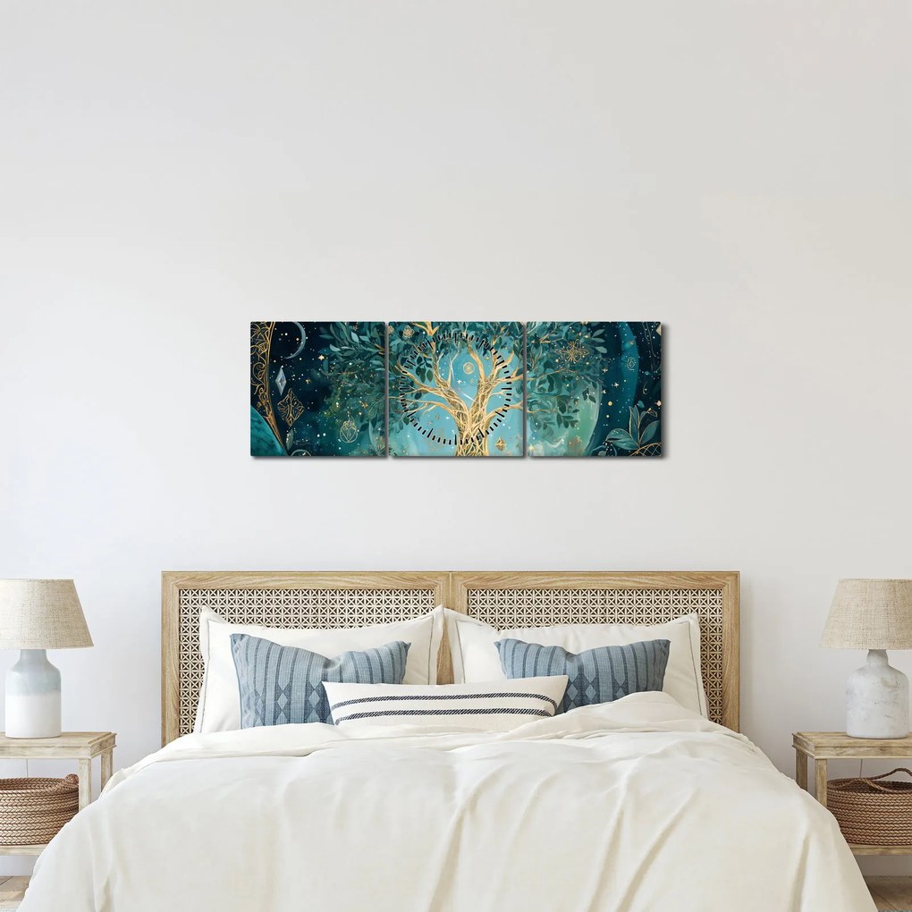 Tablou – Arborele vieții în univers (cu ceas) (90x30 cm)