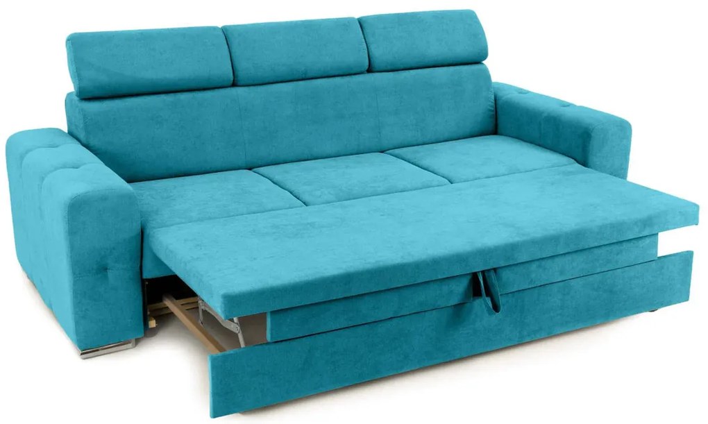 Canapea Extensibilă 3 locuri BELLAGIO, cu tetiere reglabile, 242x95x99 cm, Turcoaz-Enjoy